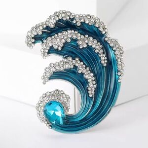 Blue Sea Wave Brooch for Women